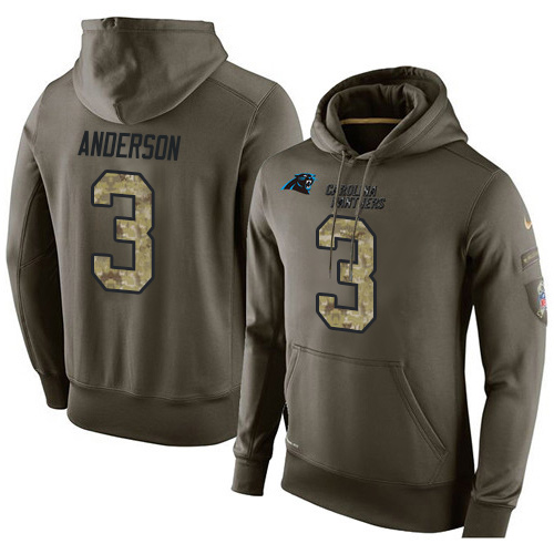 NFL Nike Carolina Panthers #3 Derek Anderson Green Salute To Service Men's Pullover Hoodie